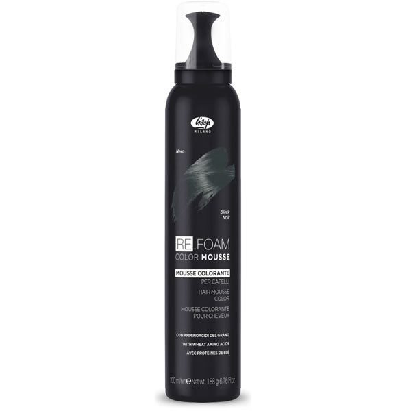LISAP RE.FOAM MOUSSE COLORANTE CAPELLI NERO 200 ML - Tre Pi Profumerie