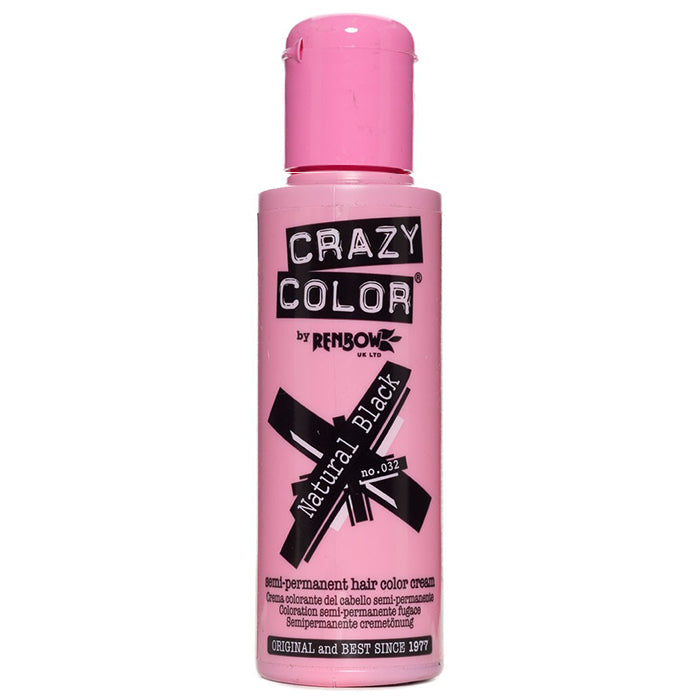 CRAZY COLOR SEMI-PERMANENT HAIR COLOR CREAM NATURAL BLACK 032 - Tre Pi Profumerie