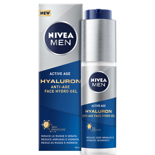 NIVEA MEN ACTIVE AGE HYALURON FACE HYDRO GEL 50 ML - Tre Pi Profumerie