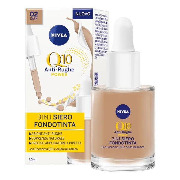 NIVEA Q10 ANTI-RUGHE 3IN1 SIERO FONDOTINTA 02 DARK - Tre Pi Profumerie