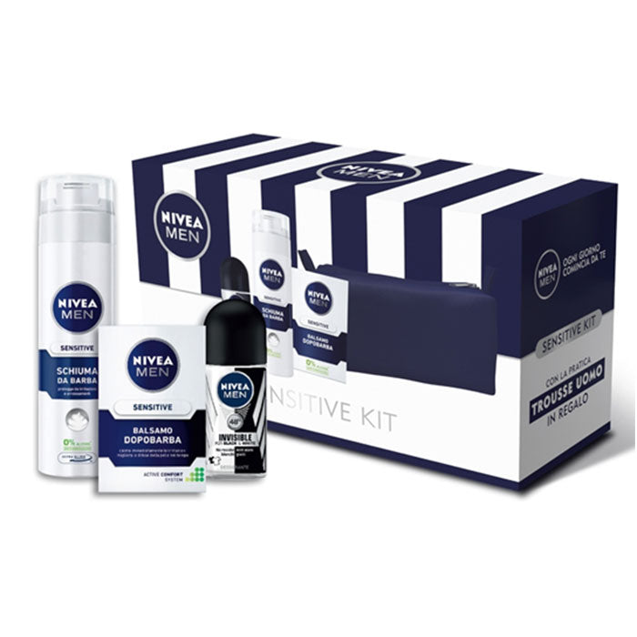 NIVEA SENSITIVE KIT BALSAMO DOPOBARBA 100 + SCIUMA 200 + ROLL 50 - Tre Pi Profumerie