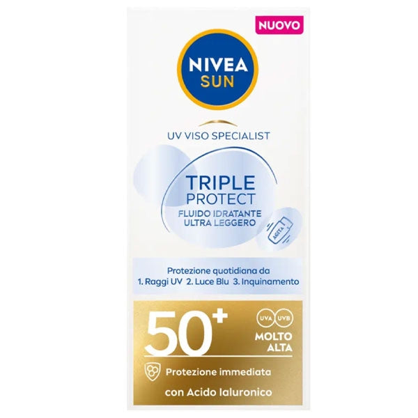 NIVEA SUN TRIPLE PROTECT CON ACIDO IALURONICO SPF 50+ 40 ML - Tre Pi Profumerie