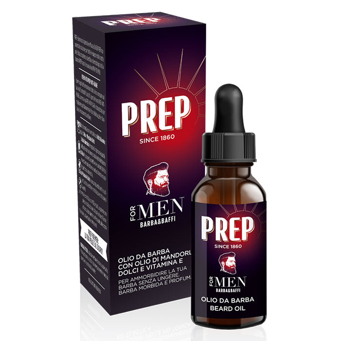 PREP FOR MEN OLIO DA BARBA CON MANDORLE DOLCI E VITAMINA E 50 ML - Tre Pi Profumerie