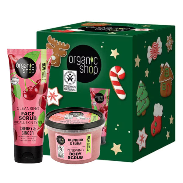 ORGANIC SHOP COFANETTO SCRUB CORPO LAMPONE + SCRUB VISO CILIEGIA - Tre Pi Profumerie