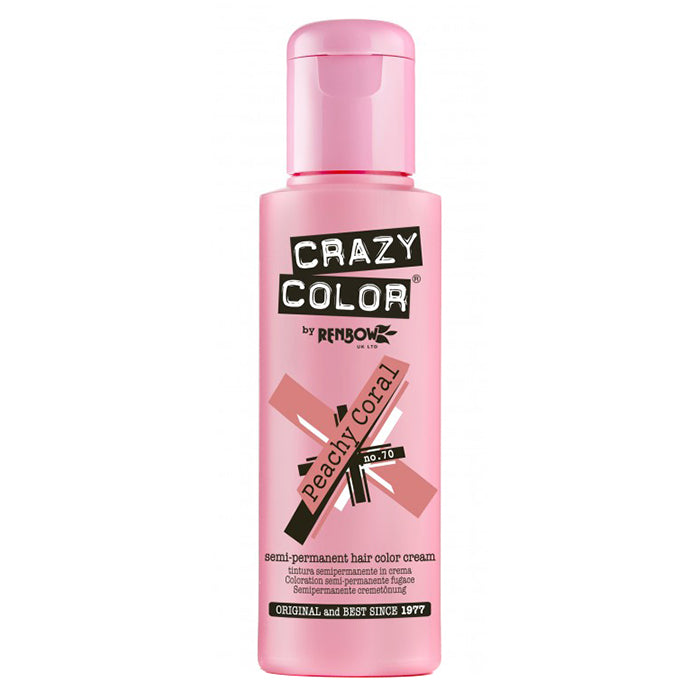 CRAZY COLOR SEMI-PERMANENT HAIR COLOR CREAM PEACHY CORAL 70 - Tre Pi Profumerie