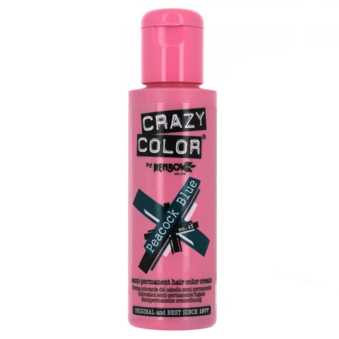CRAZY COLOR SEMI-PERMANENT HAIR COLOR CREAM PEACOCK BLUE 45 - Tre Pi Profumerie