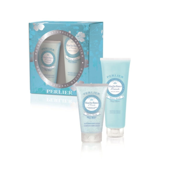 PERLIER COFANETTO MUSCHIO BIANCO BAGNO 250 + GOMMAGE 150 2020 - Tre Pi Profumerie