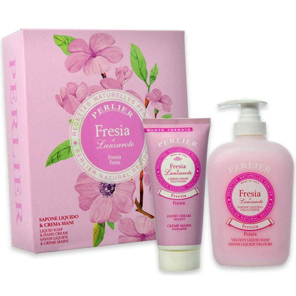 PERLIER FRESIA COFANETTO SAPONE LIQUIDO 300 ML + CREMA MANI - Tre Pi Profumerie
