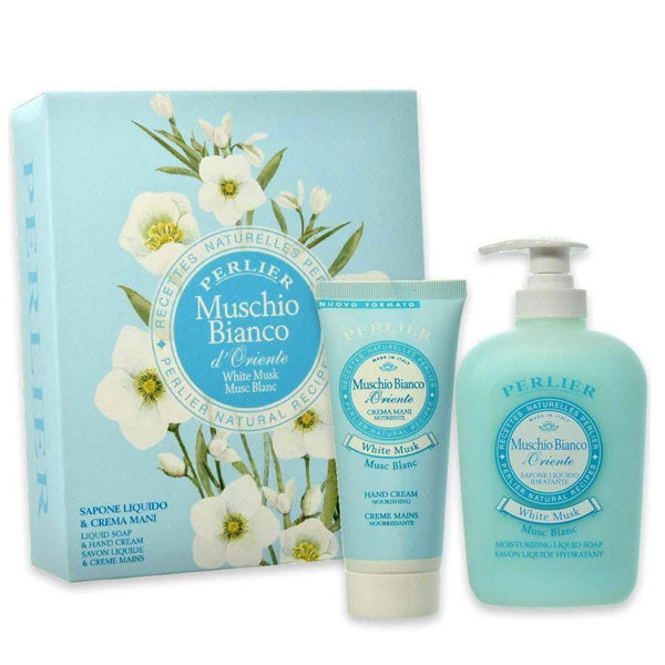 PERLIER MUSCHIO BIANCO COFANETTO SAPONE LIQUIDO + CREMA MANI - Tre Pi Profumerie