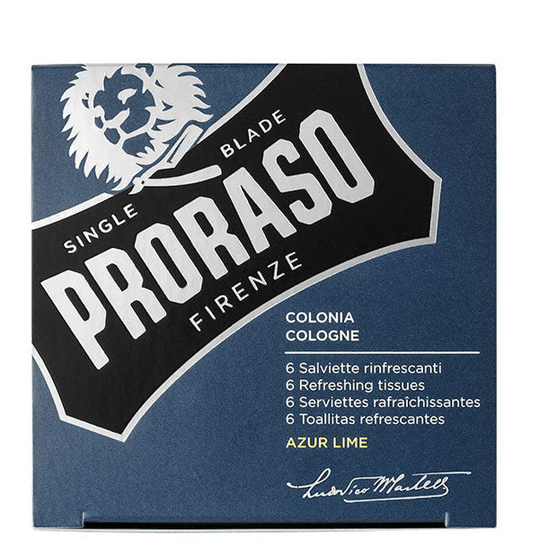 PRORASO AZUR LIME COLONIA SALVIETTE RINFRESCANTI 6 PEZZI - Tre Pi Profumerie