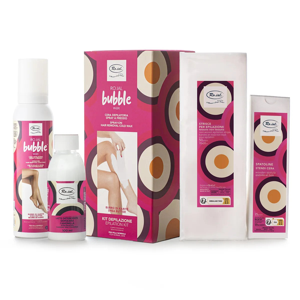 RO.IAL BUBBLE WAX KIT EPILAZIONE BURRO DI KARITE PELLI NORMALI