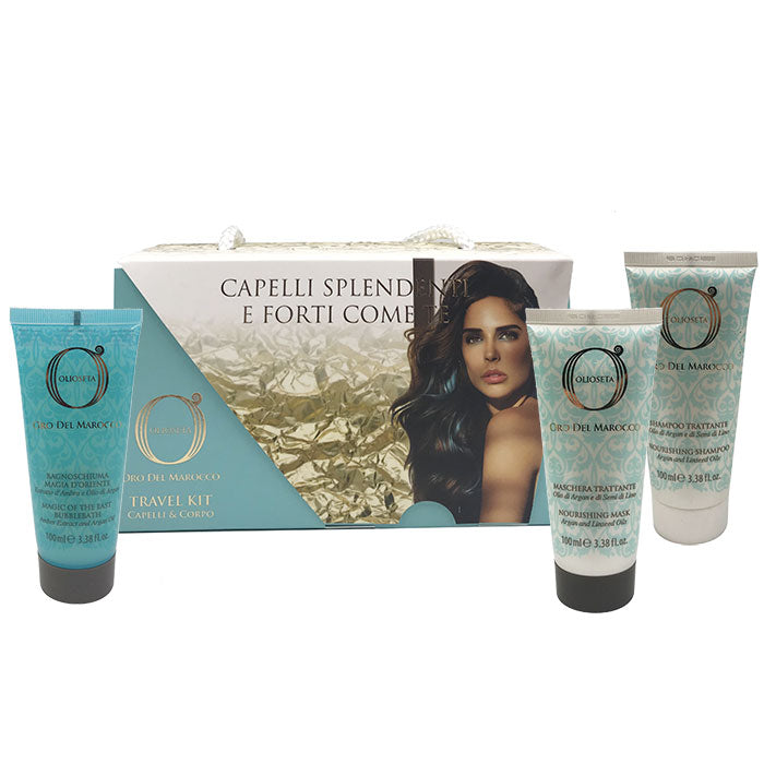 OLIOSETA ORO DEL MAROCCO TRAVEL KIT CAPELLI - CORPO - Tre Pi Profumerie