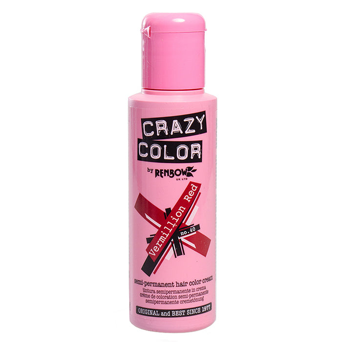 CRAZY COLOR SEMI-PERMANENT HAIR COLOR CREAM VERMILLION RED 40 - Tre Pi Profumerie