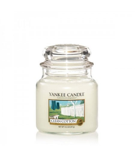 YANKEE CANDLE CANDELA PROFUMATA MEDIUM CLEAN COTTON