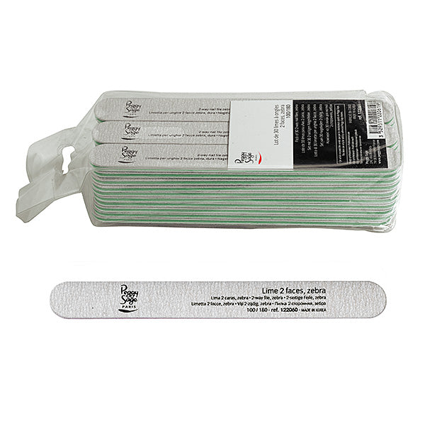 PEGGY SAGE LOTTO 30 LIMETTE PER UNGHIE 2 FACCE 100/180, ZEBRA - Tre Pi Profumerie