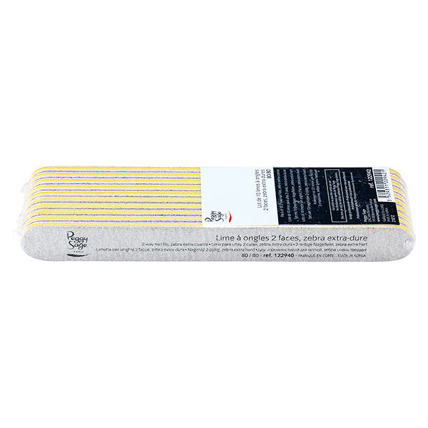 PEGGY SAGE LOTTO 10 LIMETTE PER UNGHIE 2 FACCE, 80/80 ZEBRA - Tre Pi Profumerie