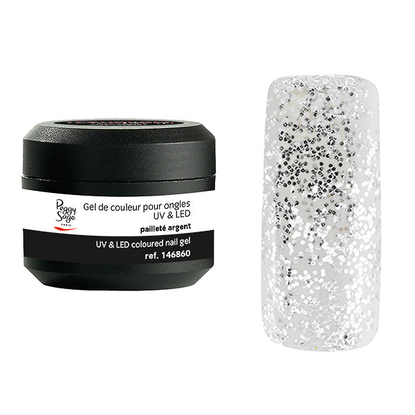 PEGGY SAGE GEL UV&LED COLORATO PER UNGHIE PAILLETE ARGENT 5G - Tre Pi Profumerie