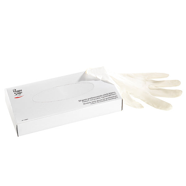 PEGGY SAGE 50 GUANTI PROFESSIONALI IN NITRILE BIANCI, M - Tre Pi Profumerie