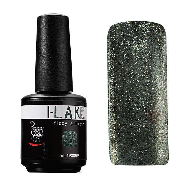 PEGGY SAGE SOAK OFF GEL POLISH I-LAK - FIZZY SILVER - 15ML - Tre Pi Profumerie