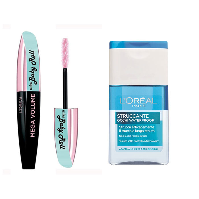L'OREAL STRUCCANTE OCCHI WATERPROOF + MASCARA MISS BABY ROLL - Tre Pi Profumerie