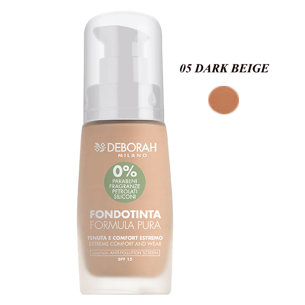 DEBORAH FONDOTINTA FORMULA PURA 05 DARK BEIGE - Tre Pi Profumerie