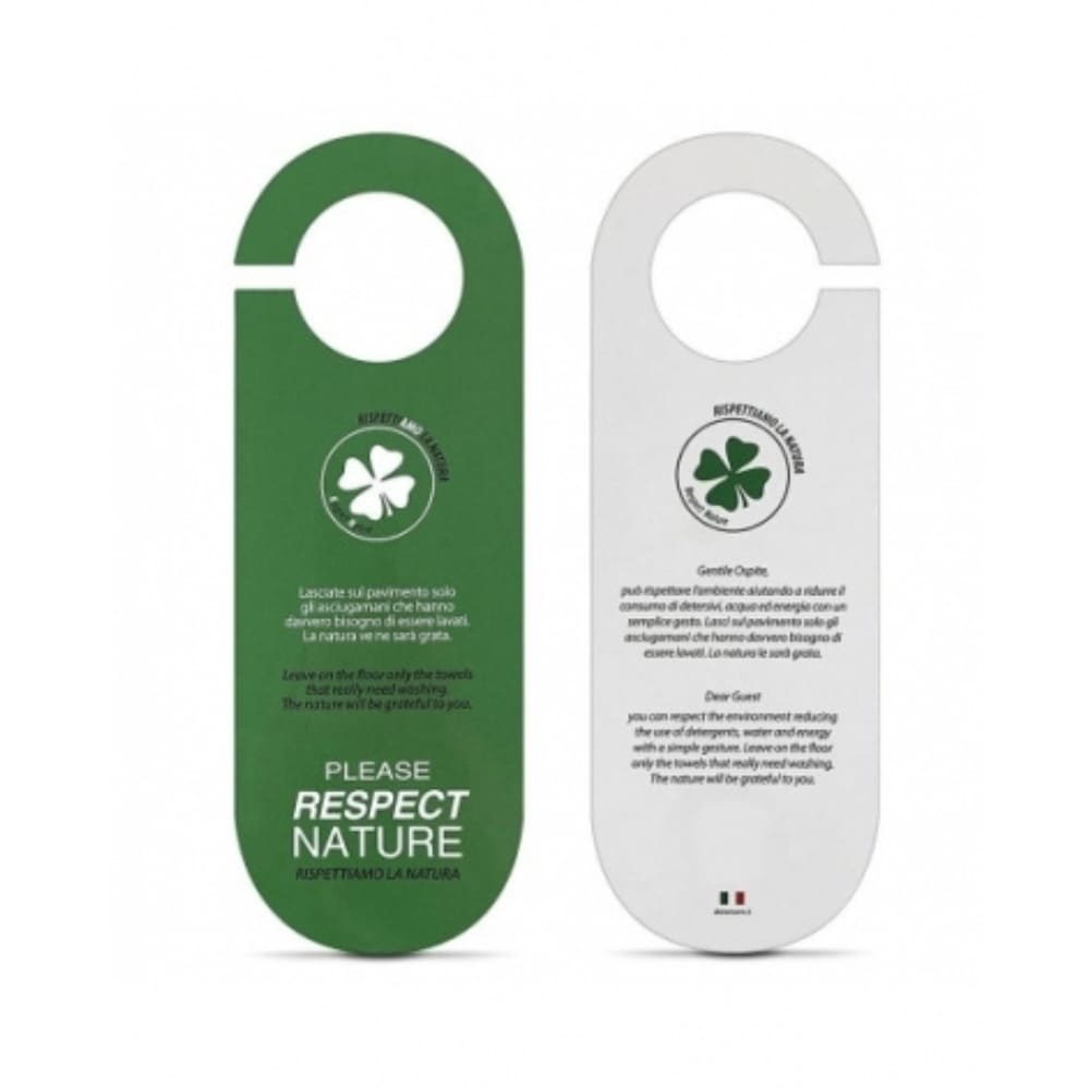 Flexi Amenities Cartellino ecologia bagno Hotel Italiano e Inglese