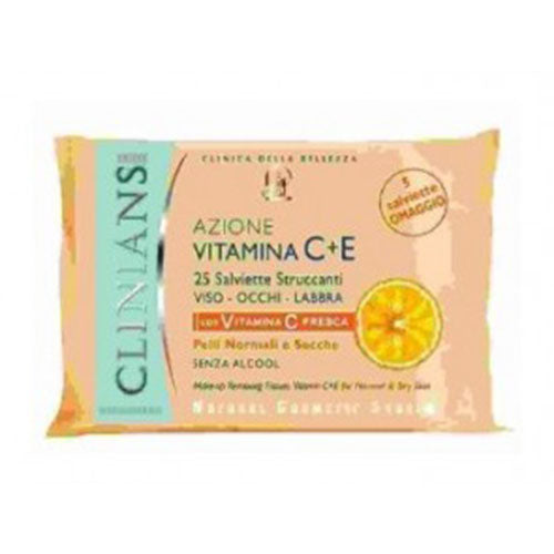 CLINIANS AZIONE SALVIETTINE STRUCCANTI VITAMINA C+E - Tre Pi Profumerie