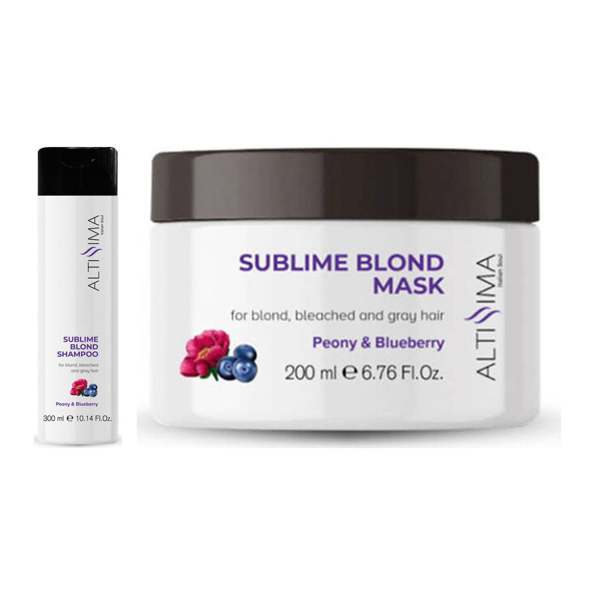 KIT ALTISSIMA SILVER SUBLIME BLOND PEONIA E MIR SHAMPOO+MASCHERA