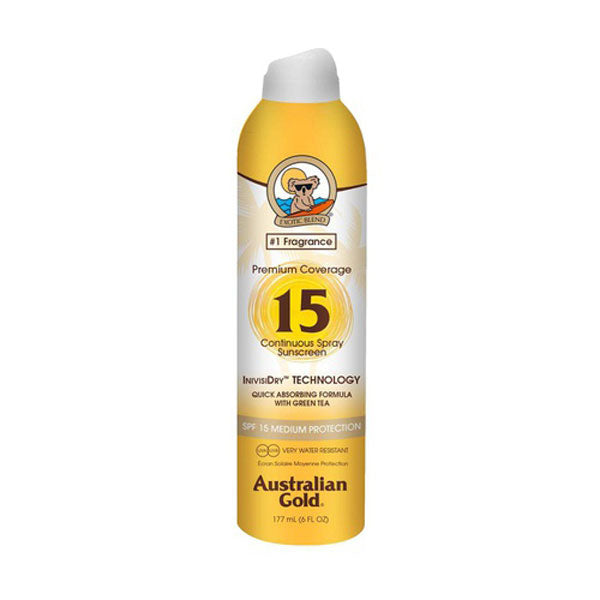 AUSTRALIAN GOLD PREMIUMCOVERAGE CONTINUOUS SPRAY SPF 15 177 ML - Tre Pi Profumerie