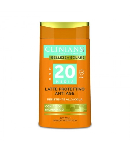 CLINIANS SOLARE LATTE PROTETTIVO ANTI-AGE SPF 20 200 ML - Tre Pi Profumerie