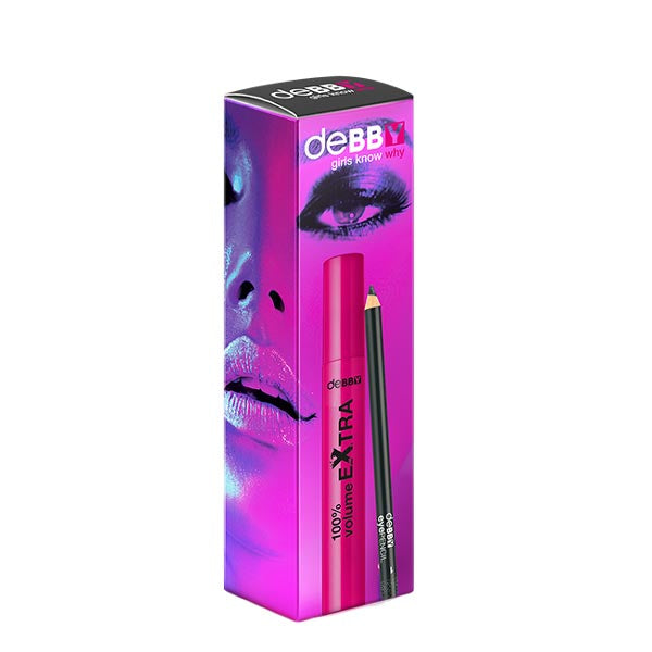 DEBBY KIT MASCARA 100% VOLUME EXTRA 01 + MATITA - Tre Pi Profumerie