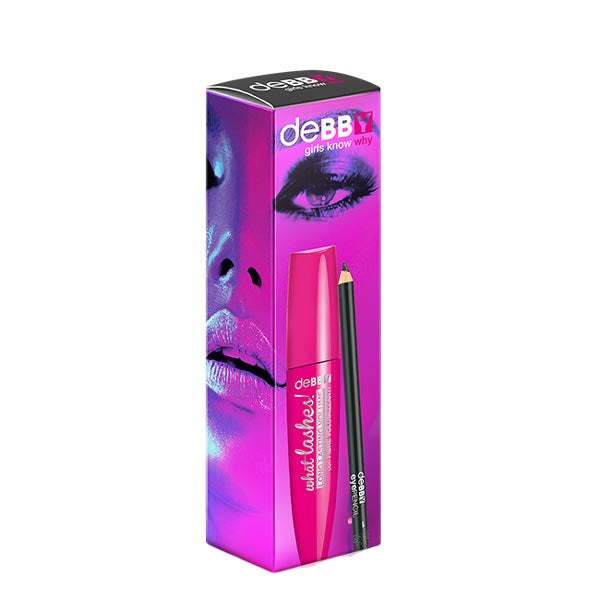 DEBBY KIT MASCARA WHAT LASHES! LONG LASTING VOLUME 03 + MATITA - Tre Pi Profumerie