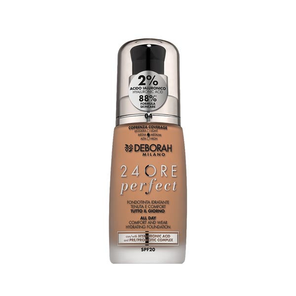 DEBORAH FONDOTINTA 24 ORE PERFECT ACIDO IALURONICO 04 - Tre Pi Profumerie