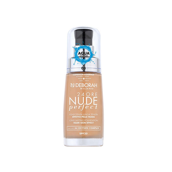 DEBORAH FONDOTINTA 24H NUDE PERFECT AQUA SYSTEM 03 + ILLUMINANTE - Tre Pi Profumerie