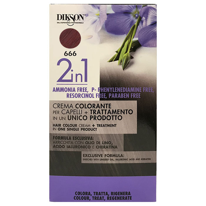 DIKSON 2 IN 1 CREMA COLORANTE ROSSO RUBINO 666 - Tre Pi Profumerie