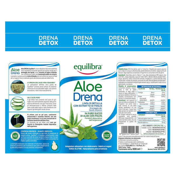 EQUILIBRA INTEGRATORE ALOE DRENA DETOX 500 ML - Tre Pi Profumerie