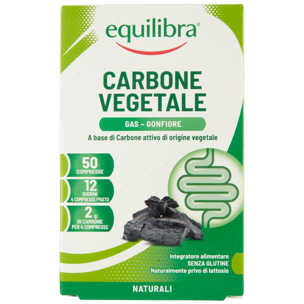 EQUILIBRA INTEGRATORE CARBONE VEGETALE GAS-GONFIORE 50 CPR - Tre Pi Profumerie