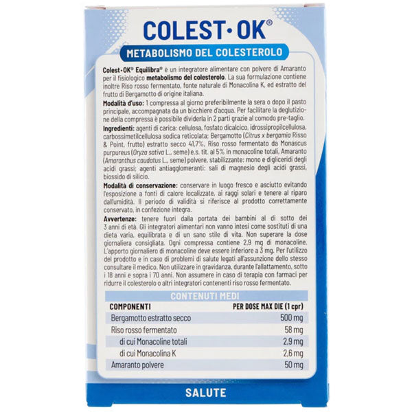 EQUILIBRA INTEGRATORE COLEST OK METABOLISMO DEL COLESTEROLO 20 C - Tre Pi Profumerie
