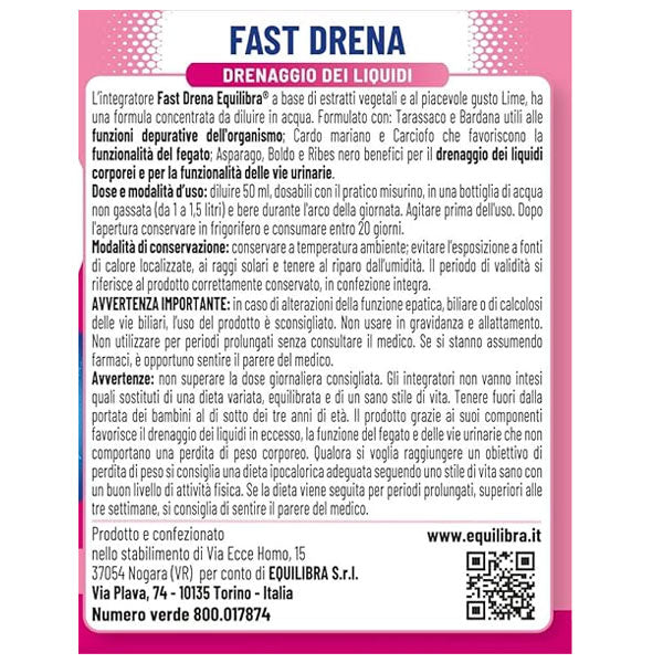 EQUILIBRA INTEGRATORE FAST DRENA DRENAGGIO DEI LIQUIDI 500 ML - Tre Pi Profumerie