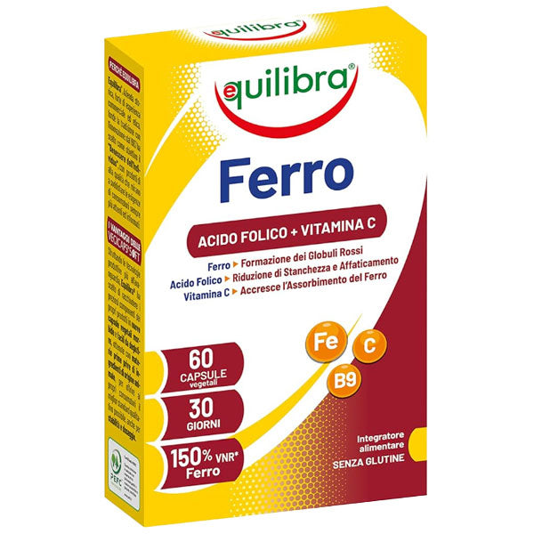 EQUILIBRA INTEGRATORE FERRO ACIDO FOLICO + VITAMINA C 60 CAPSULE - Tre Pi Profumerie