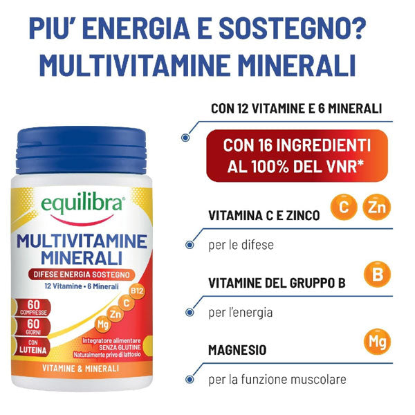 EQUILIBRA INTEGRATORE MULTIVITAMINE MINERALI 60 COMPRESSE - Tre Pi Profumerie