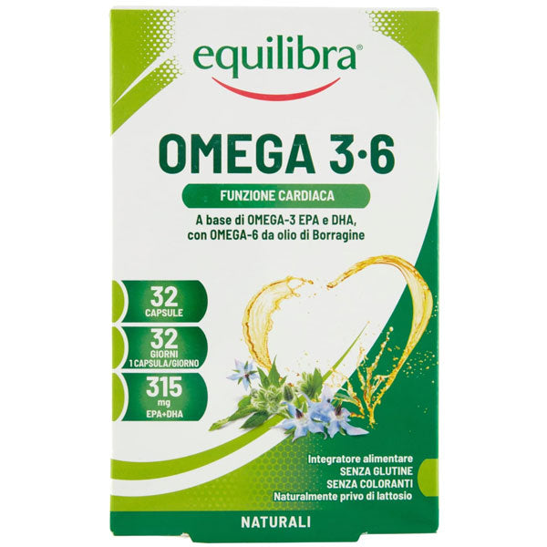 EQUILIBRA INTEGRATORE OMEGA 3-6 FUNZIONE CARDIACA 32 CAPSULE - Tre Pi Profumerie