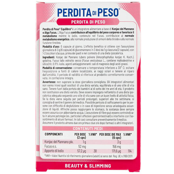 EQUILIBRA INTEGRATORE PERDITA DI PESO BEAUTY E SLIMMING 60 CPS - Tre Pi Profumerie