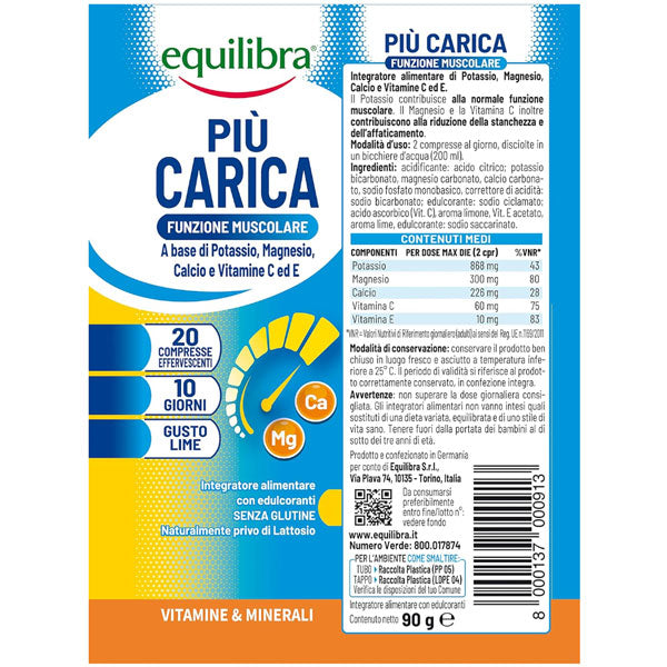 EQUILIBRA INTEGRATORE PIU CARICA FUNZIONE MUSCOLARE 20 CPR - Tre Pi Profumerie