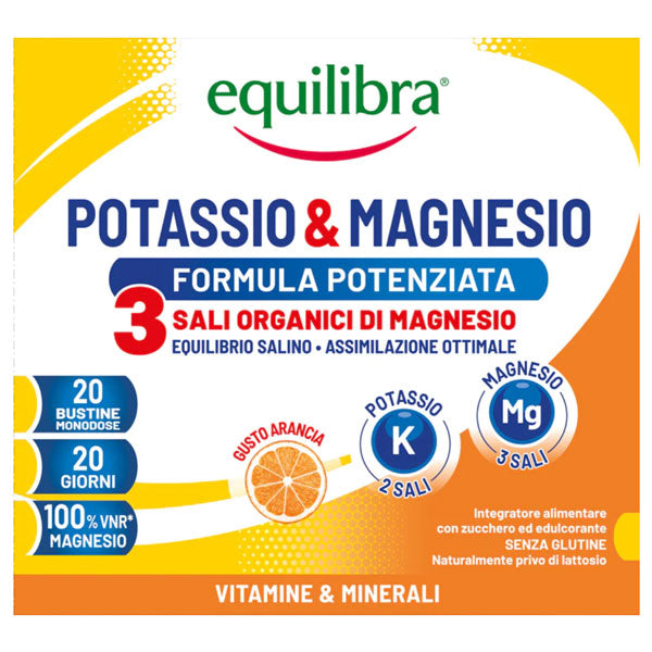 EQUILIBRA INTEGRATORE POTASSIO E MAGNESIO 20 BUSTINE - Tre Pi Profumerie