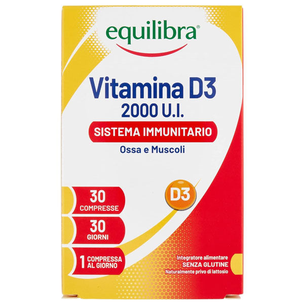 EQUILIBRA INTEGRATORE VITAMINA D3 2000 U.I. OSSA E MUSCOLI 30 CP - Tre Pi Profumerie