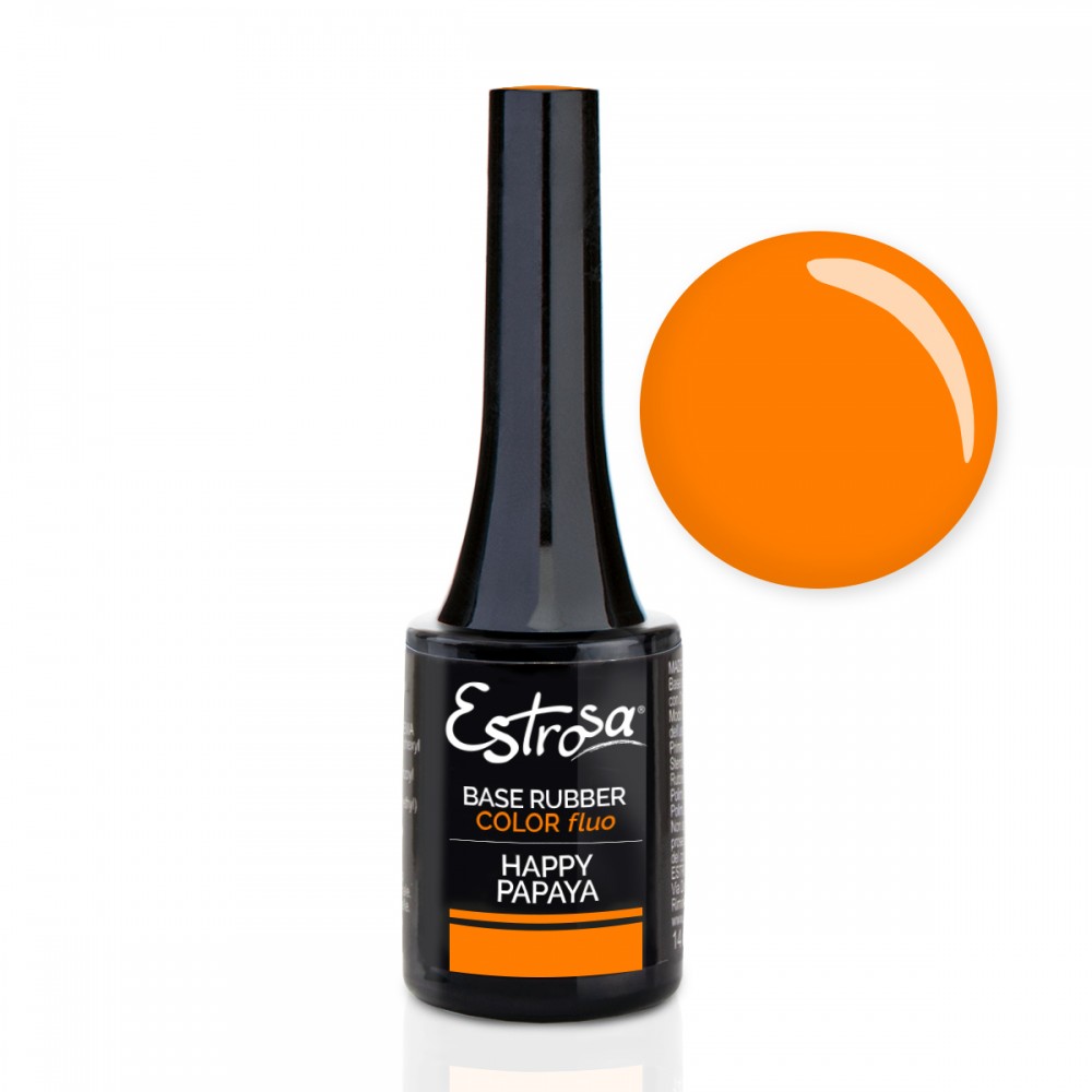 ESTROSA SEMI-PERMANENT GEL NAIL POLISH RUBBER FLUO BASE HAPPY PAPAYA