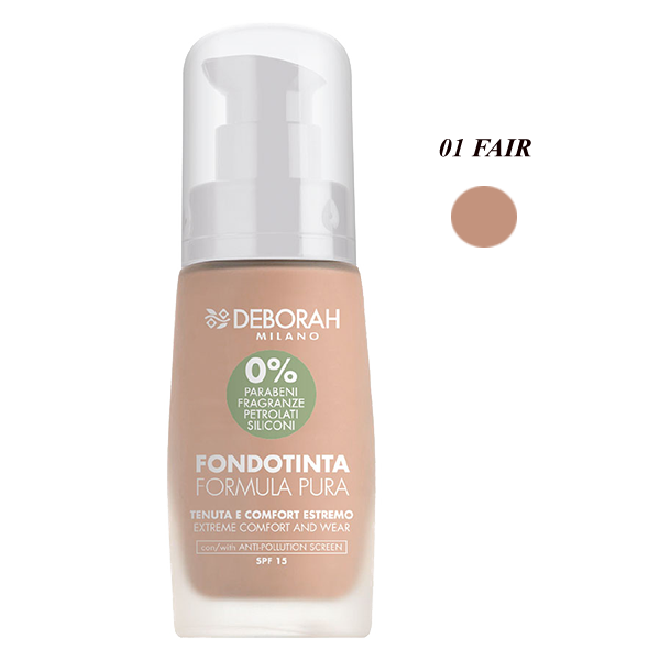 DEBORAH FONDOTINTA FORMULA PURA 01 FAIR - Tre Pi Profumerie