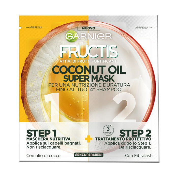GARNIER FRUCTIS MASCHERA COCONUT OIL SUPER MASK 15 + 15 ML - Tre Pi Profumerie
