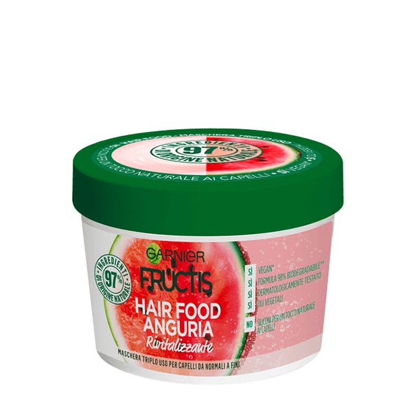 GARNIER FRUCTIS MASCHERA HAIR FOOD ANGURIA RIVITALIZZANTE 390 ML - Tre Pi Profumerie